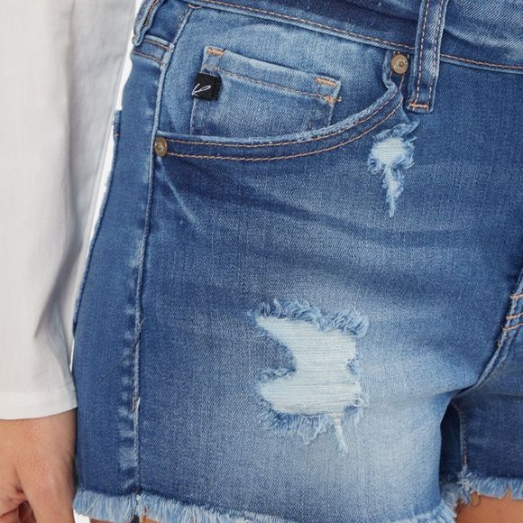 New Kancan Mid Rise Denim Shorts - Picture 8 of 9